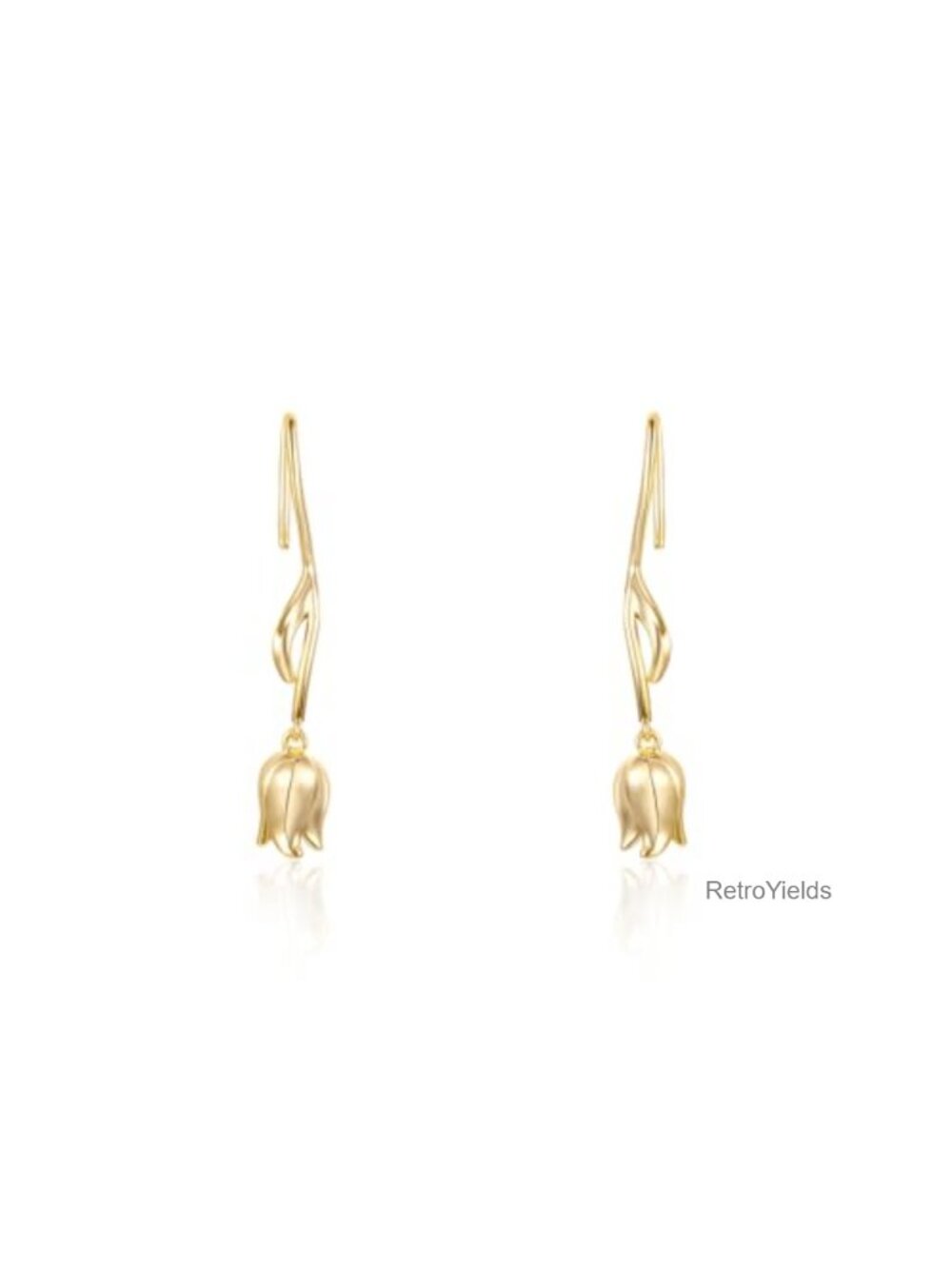 Dainty Flower Drop Earrings 14K Gold Plated Freshwater Pearl Lightweight Jewelry